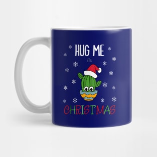 Hug Me It's Christmas - Cactus With A Santa Hat In A Bowl Mug